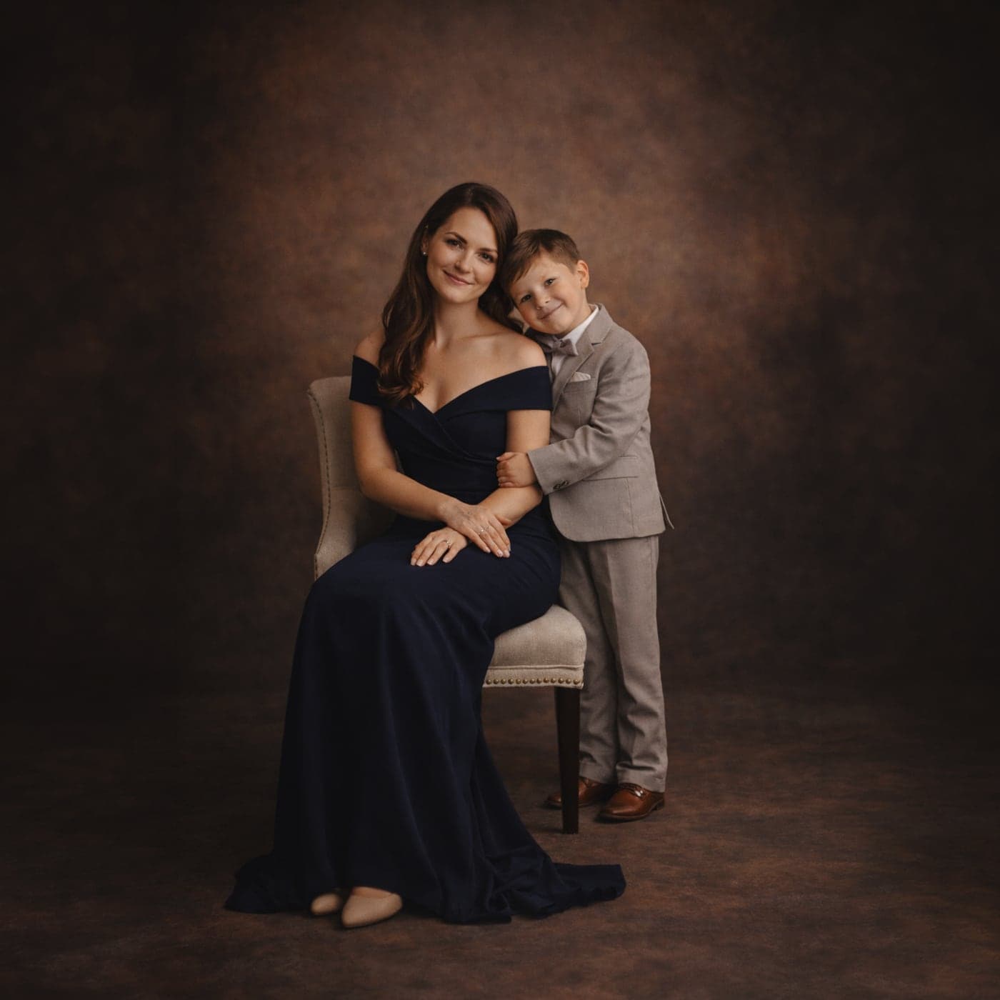 Mother and son fine-art studio portrait