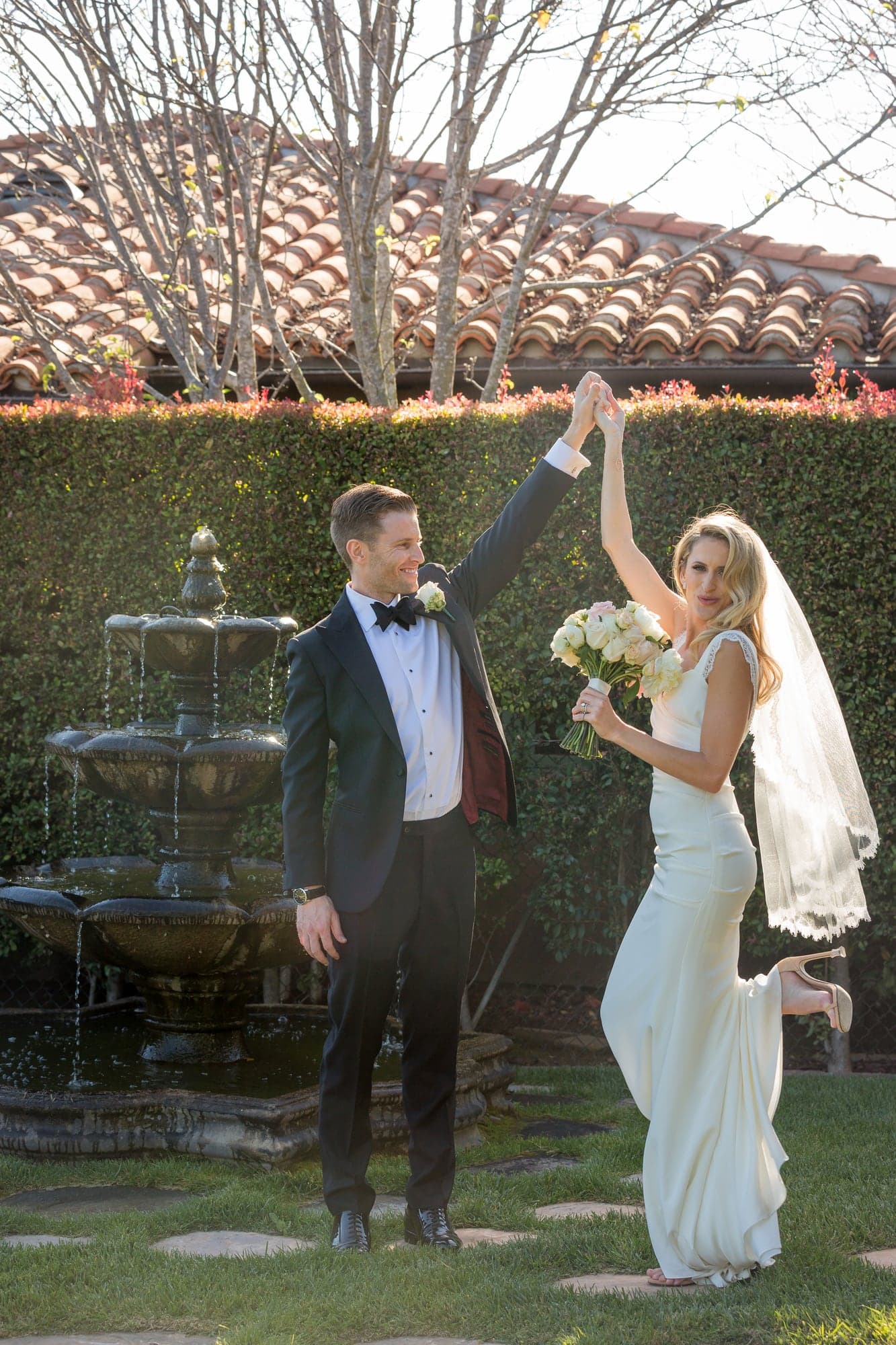 The Marino couple during their intimate estate ceremony