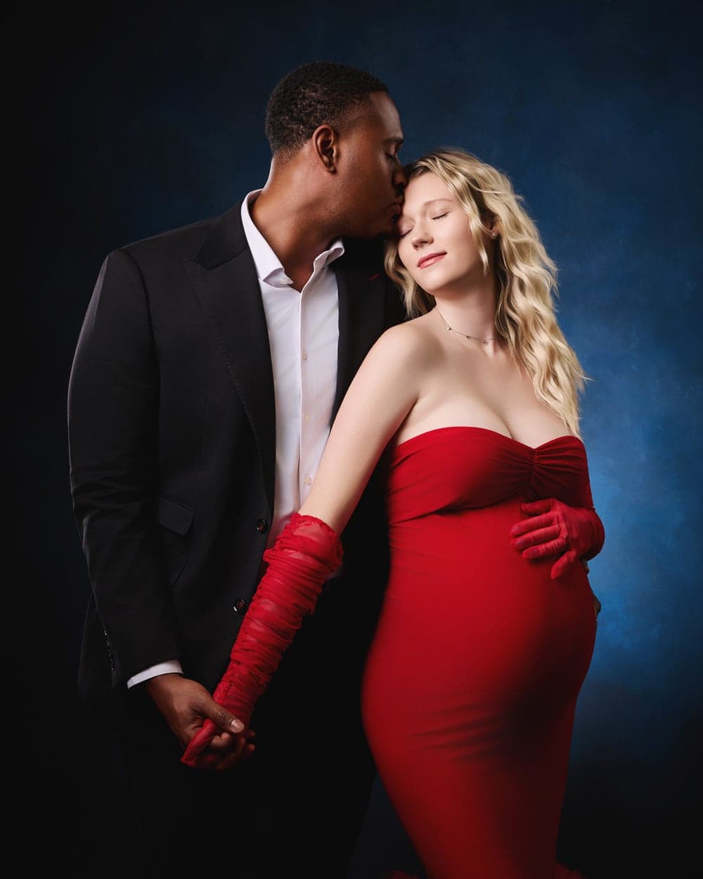 Elegant studio maternity portrait