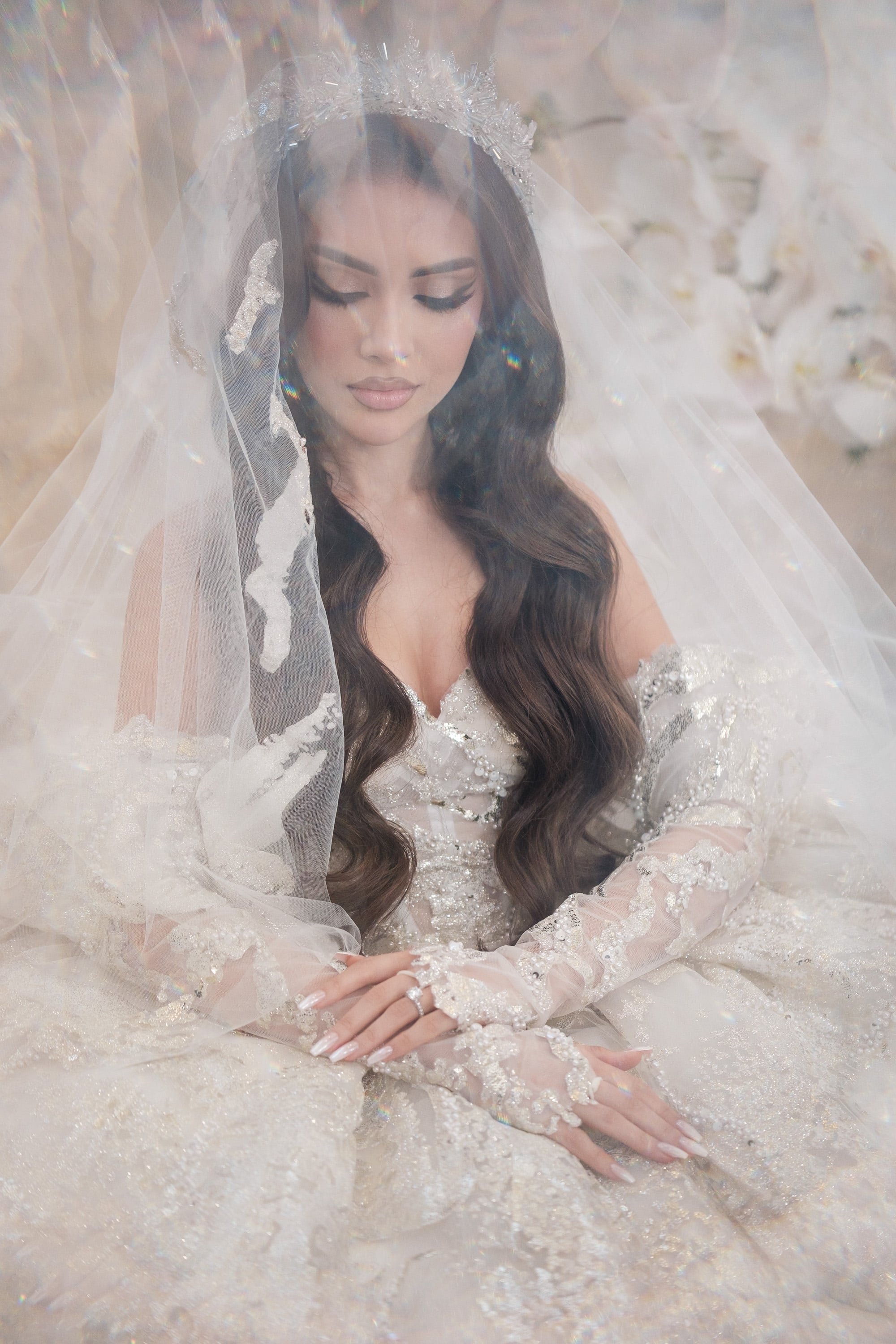 Bride in a soft window-lit portrait at Waldorf Astoria Monarch Beach