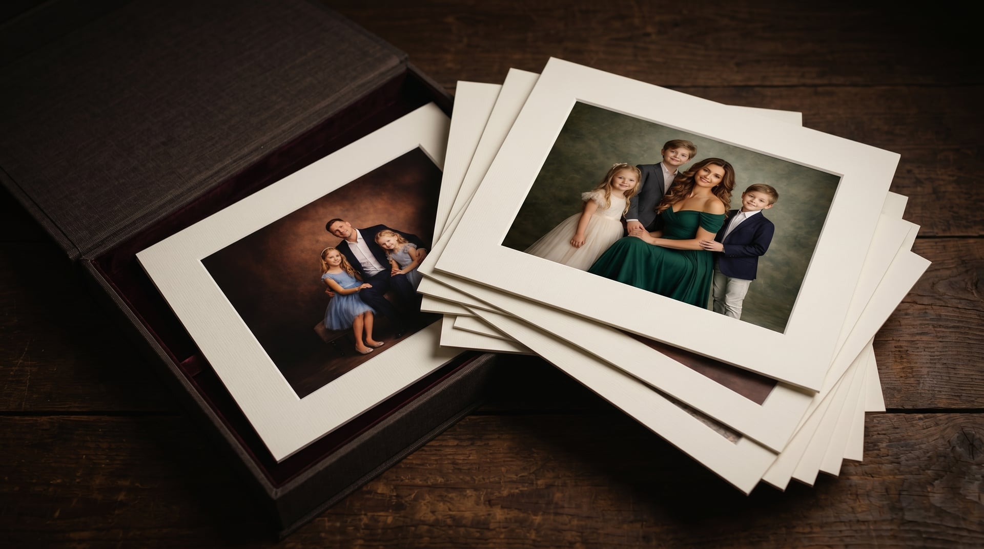 Linen image box with matted fine-art prints