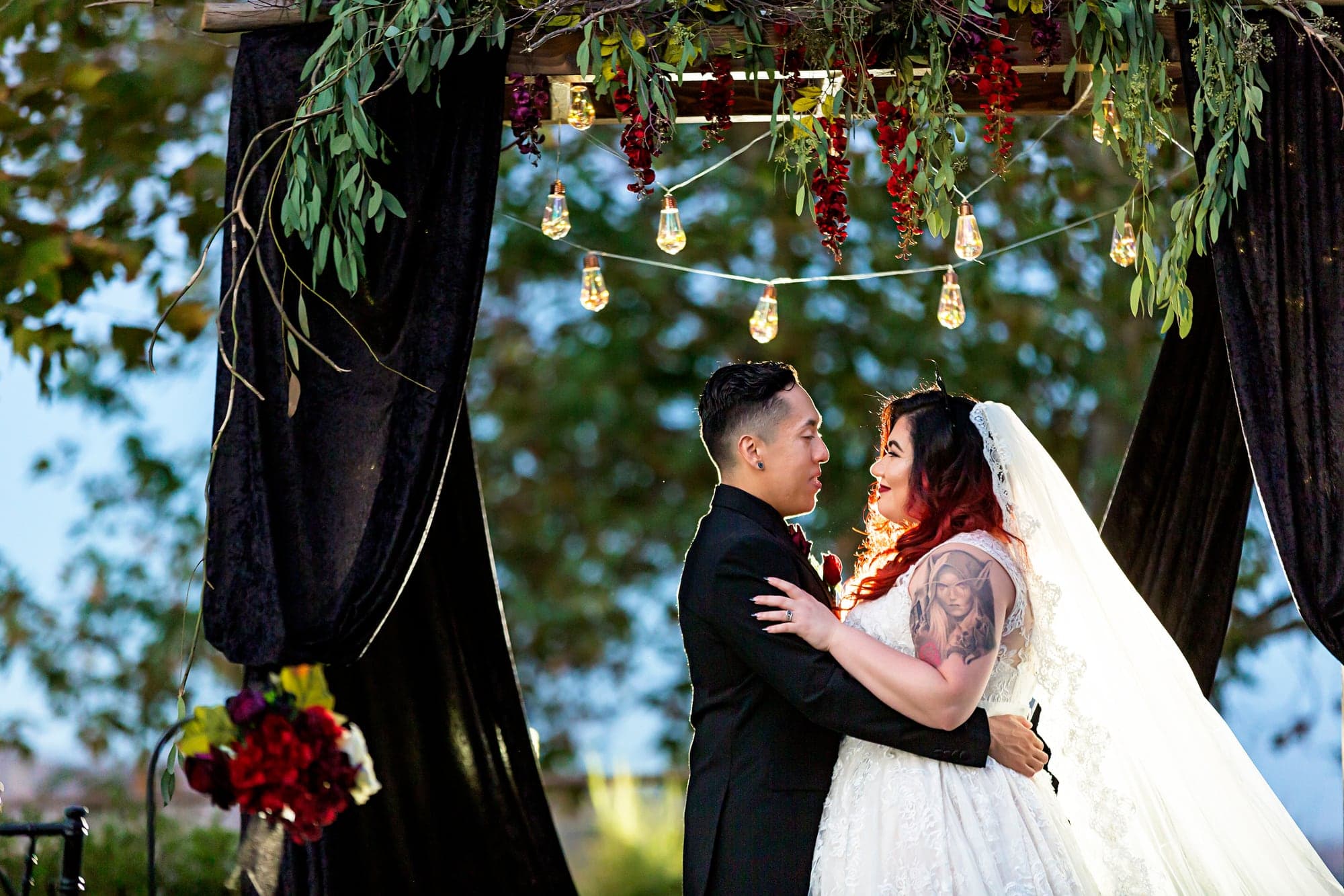 Melissa and Alejandro sharing a sunset portrait at Agoura Hills Event Center