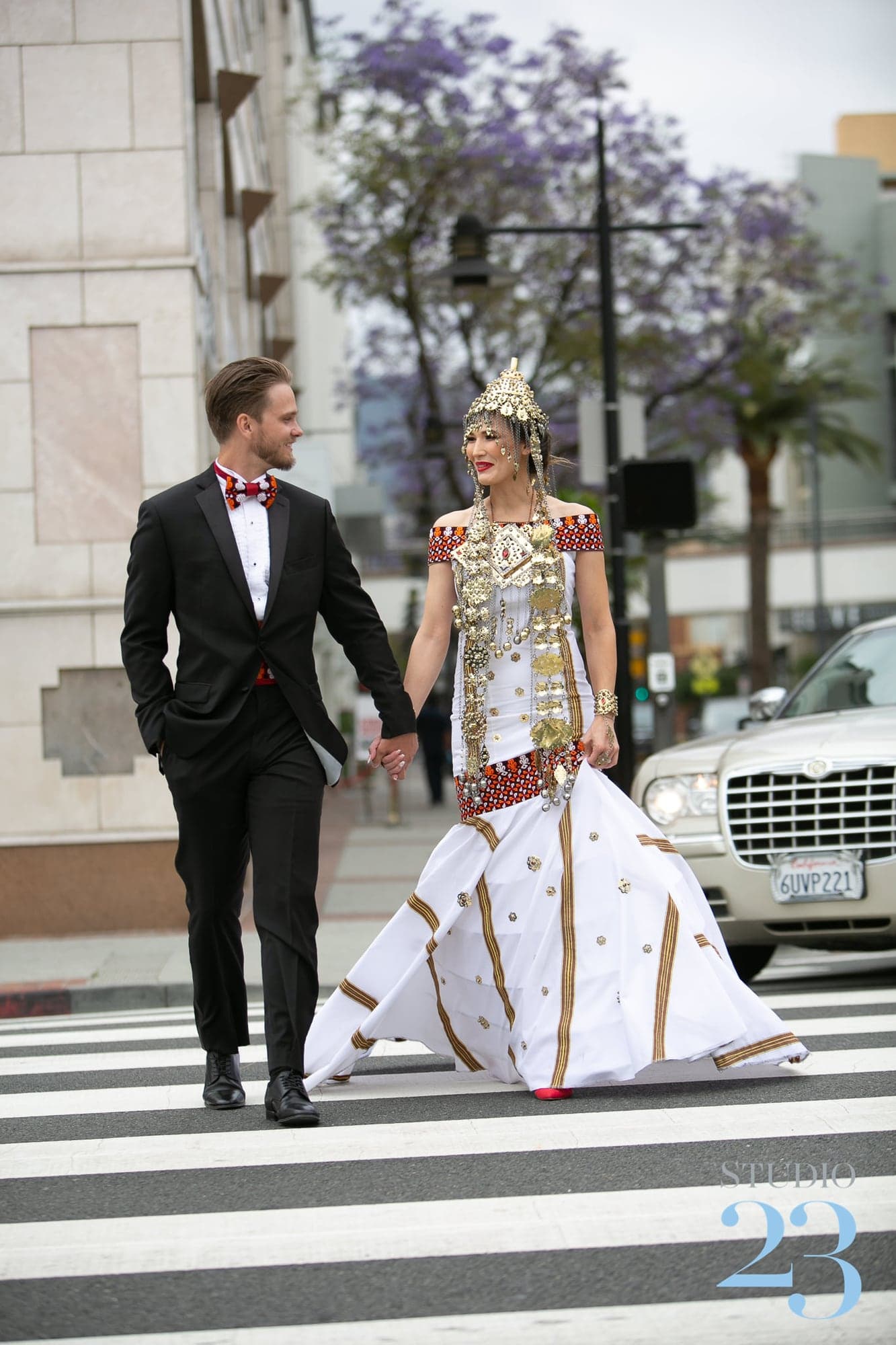 Aygul and Cameron walking through downtown Glendale