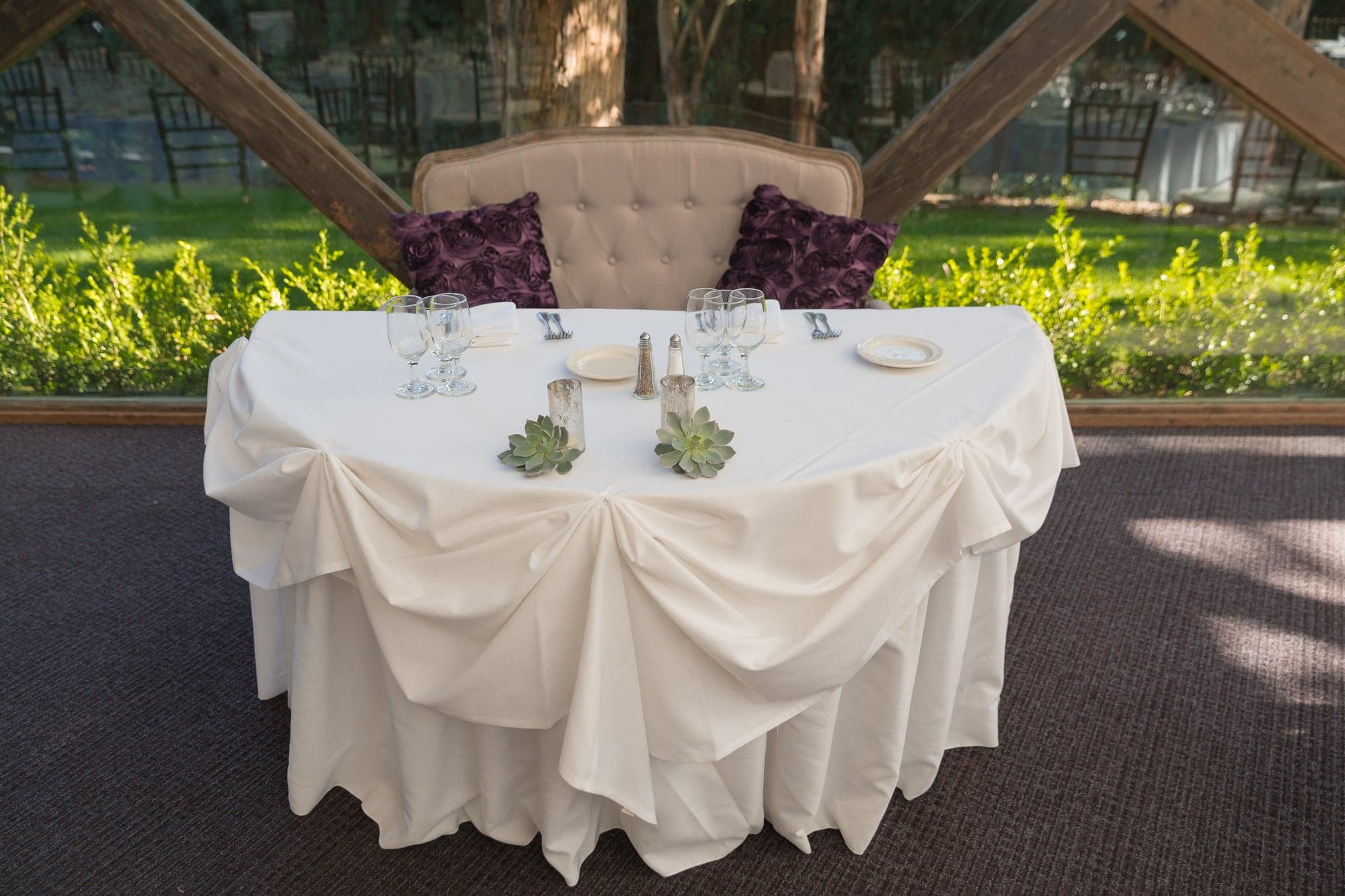 Wedding reception details inside the Oak Room