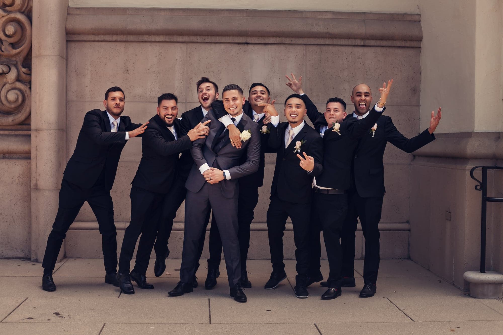 Bryan and his groomsmen at Walt Disney Concert Hall