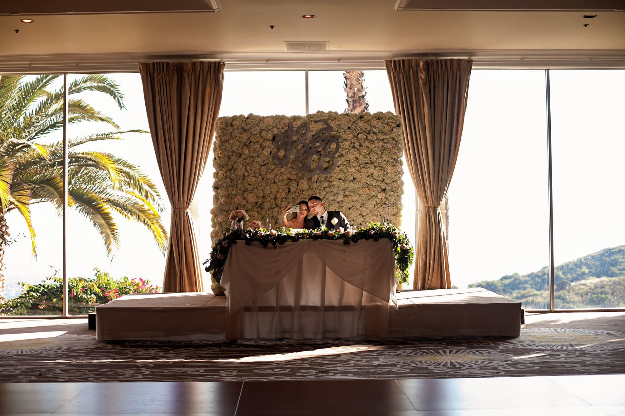 Jennifer and Bryan's sweetheart table inside Castaway Burbank