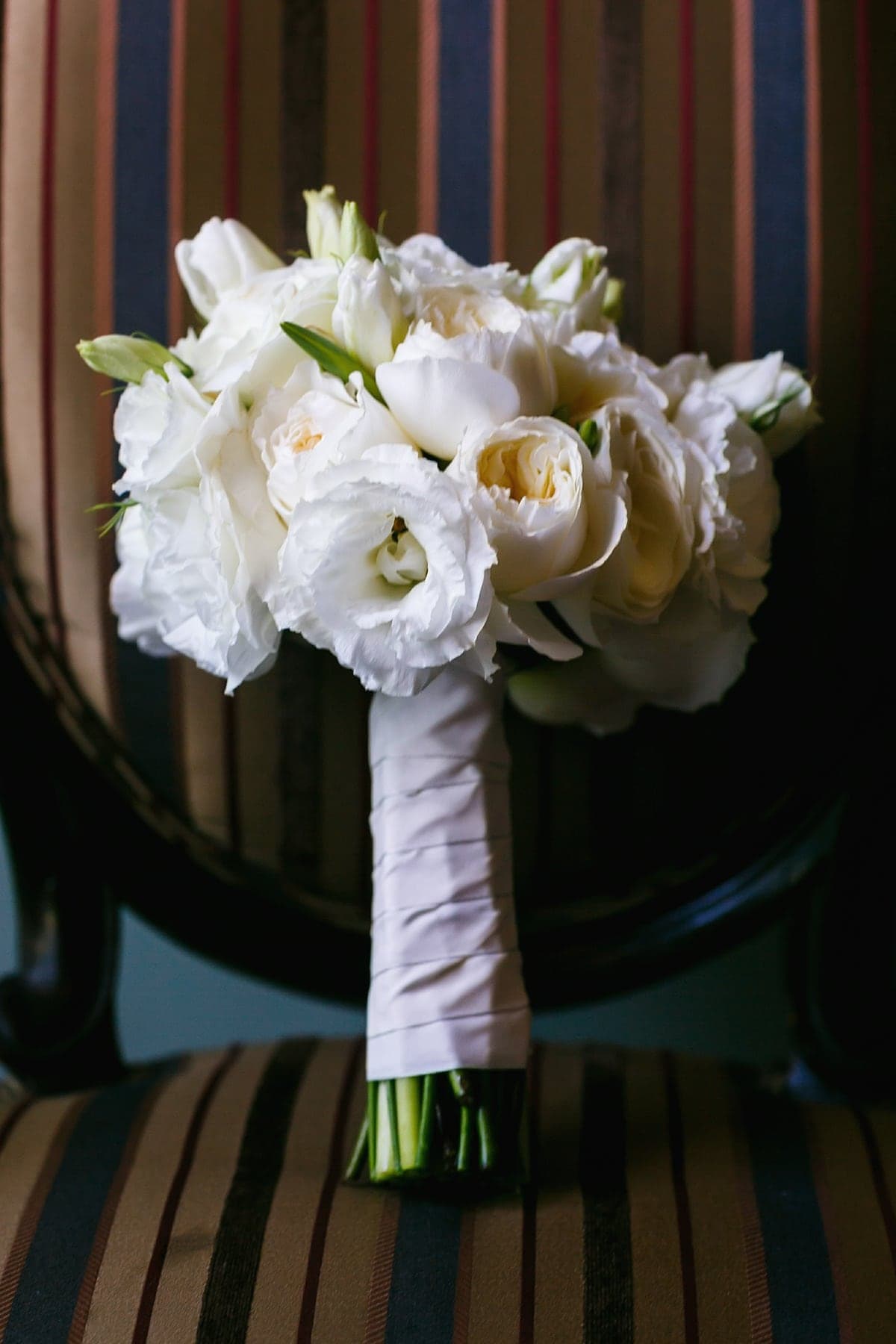 White bridal bouquet at Christmas House Inn