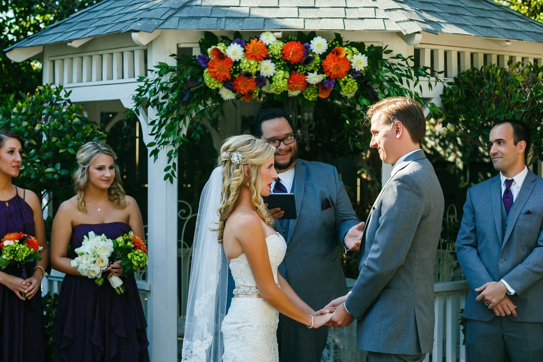 Garden wedding ceremony at Christmas House Inn