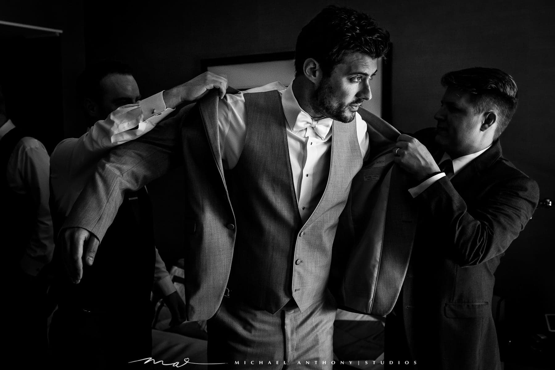 Black and white portrait of Gary before the ceremony