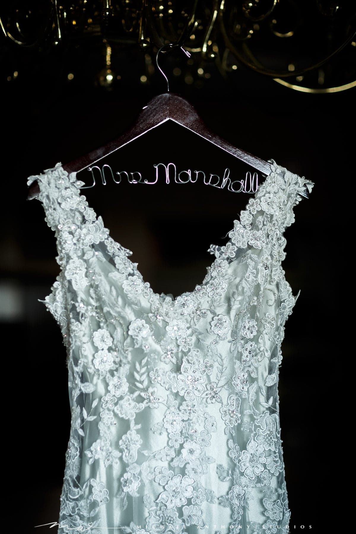 Melissa's wedding dress before the Fairmont Miramar ceremony