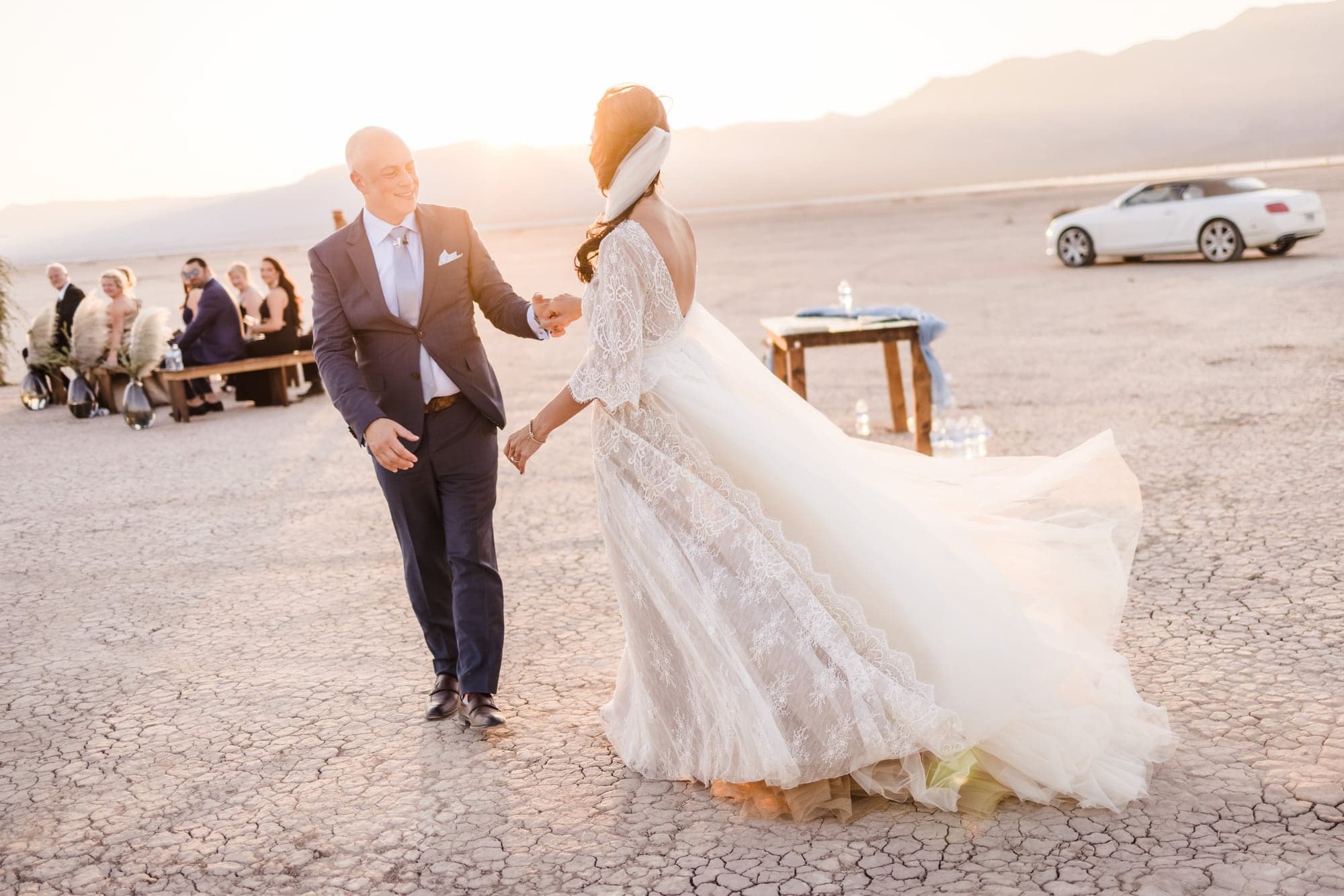 Private wedding ceremony on the Las Vegas dry lake
