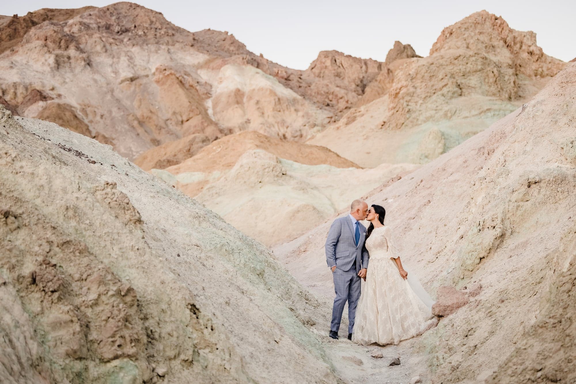 Wedding couple among colorful Las Vegas desert formations