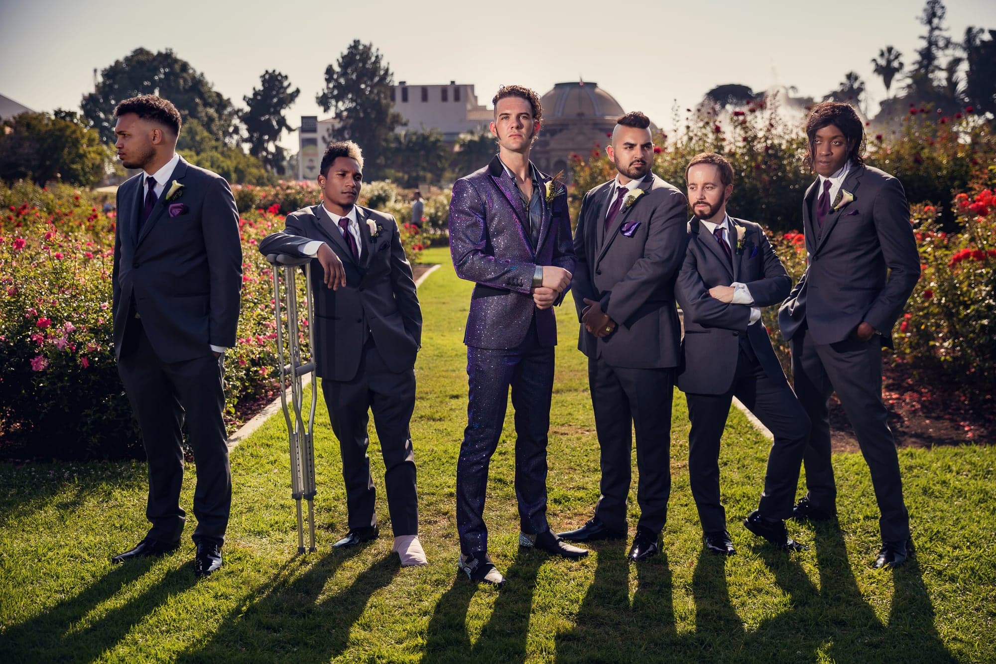 Jamie and Ramage with their wedding party in the garden