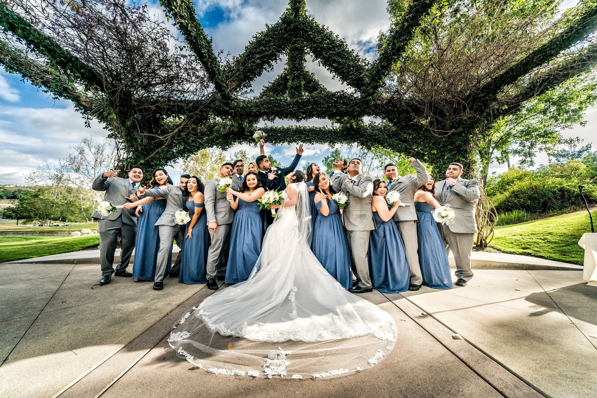 Wedding portrait across the Los Coyotes Country Club grounds
