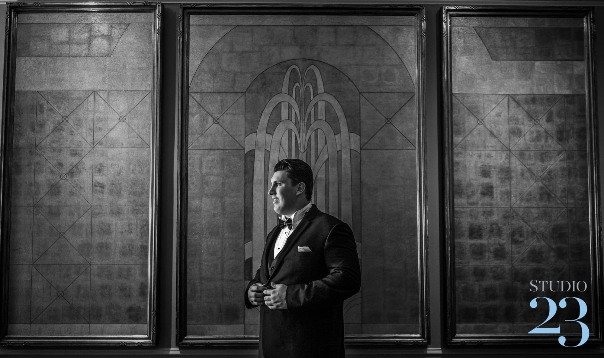 Andrew in a dramatic architectural portrait