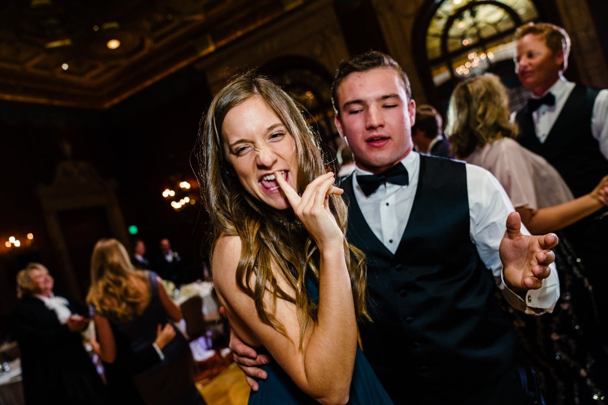 The newlyweds celebrating on the dance floor