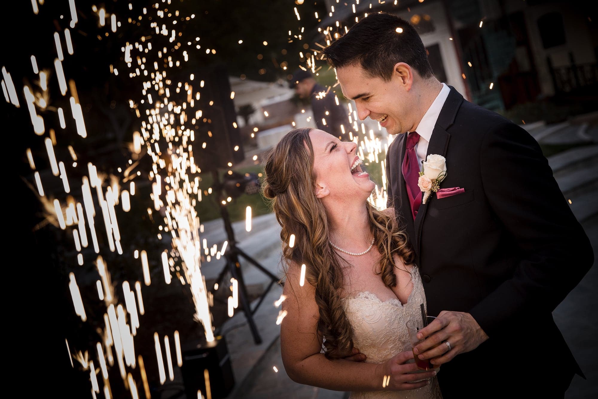 Spark filled wedding portrait at Newhall Mansion