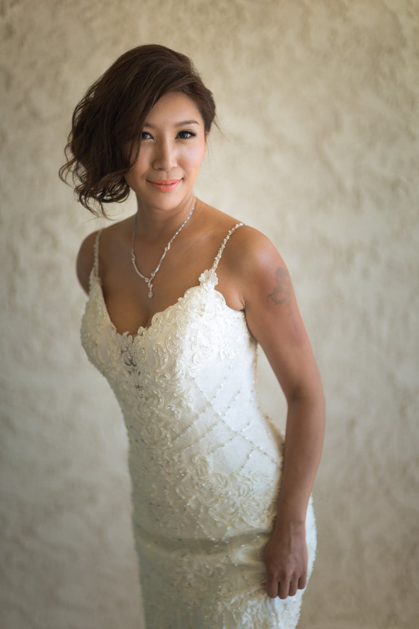 Vianne in her lace wedding gown