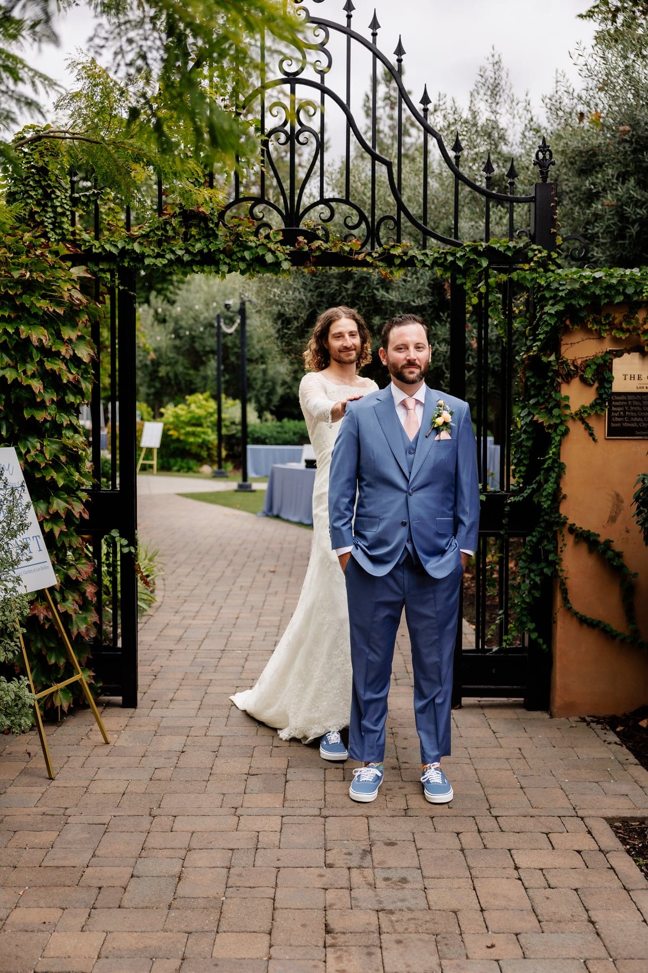 Katie and Matthew seeing each other during their garden first look