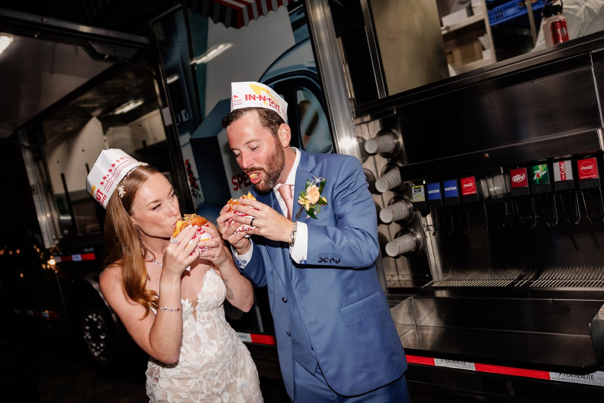 Katie and Matthew celebrating with friends after their outdoor ceremony