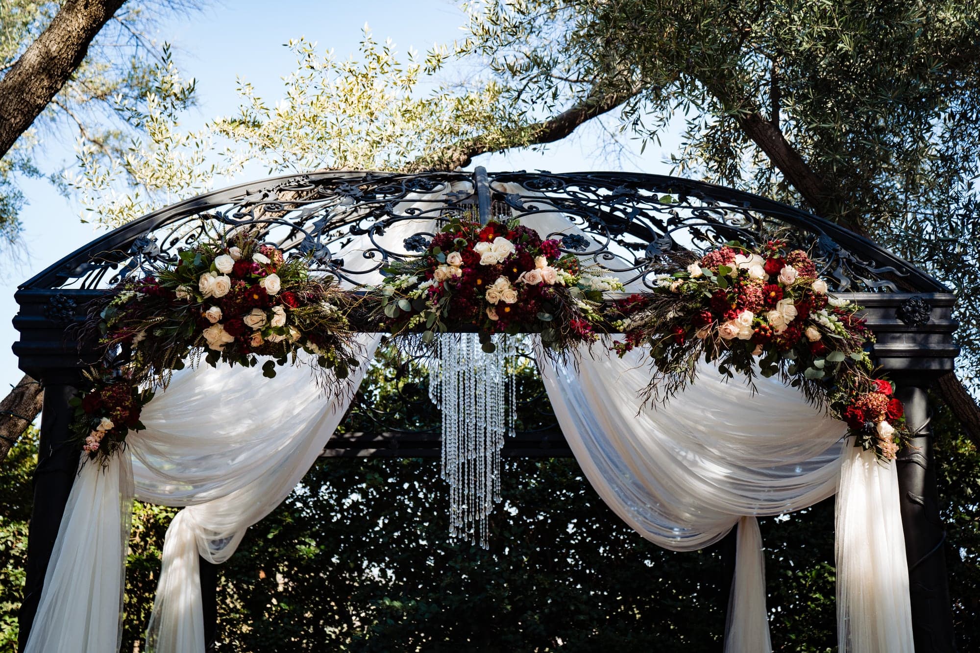 Floral gazebo prepared for the wedding ceremony