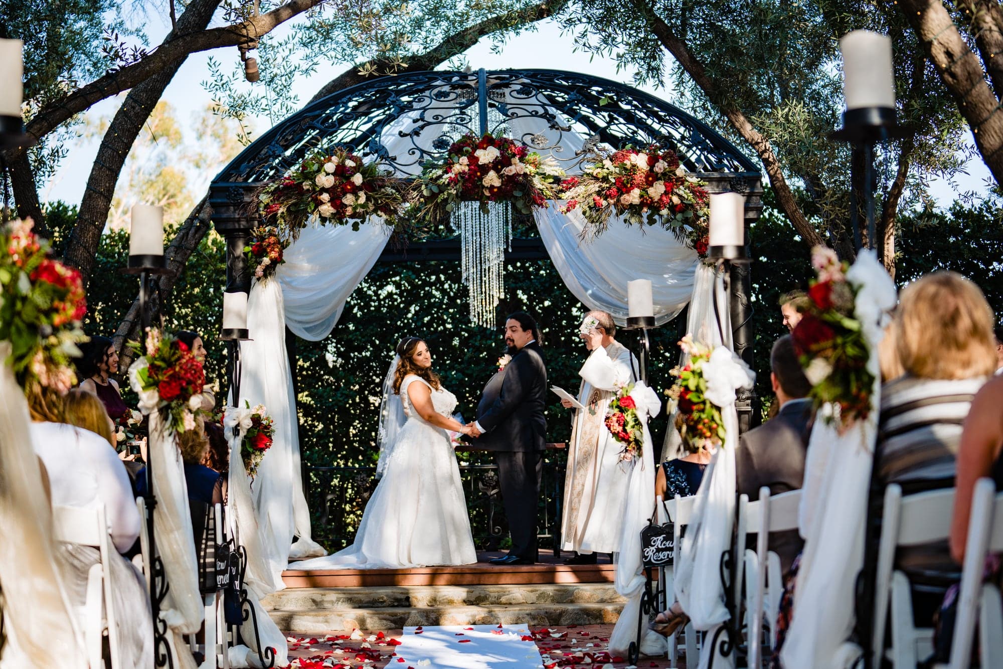 Nareen and Jesse beneath the ceremony gazebo
