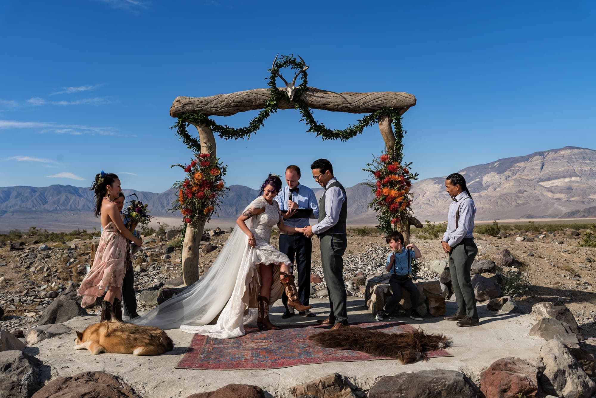 Brenda and Jeremiah at their outdoor desert wedding ceremony