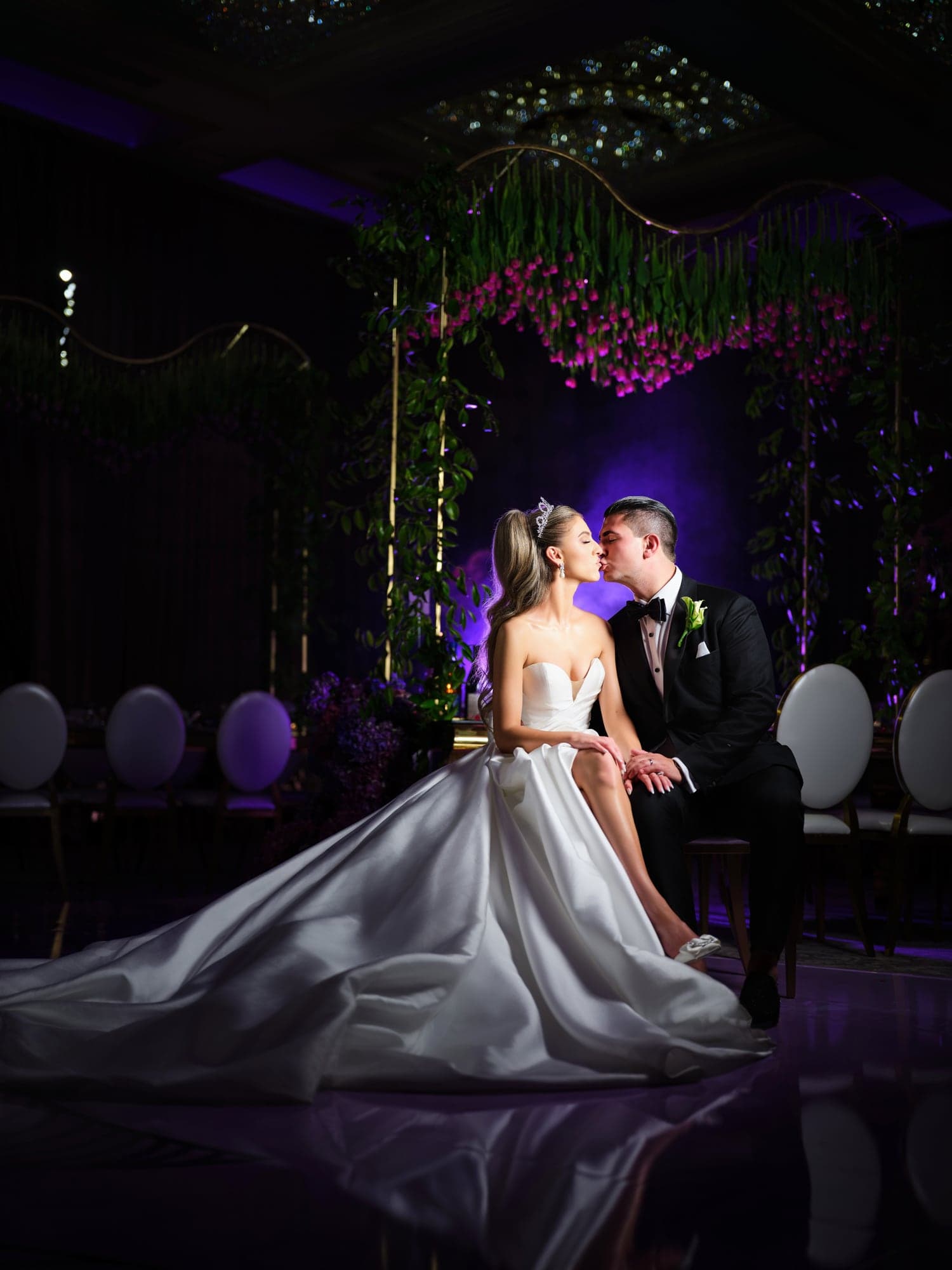 Purple floral tablescape at Renaissance Banquet