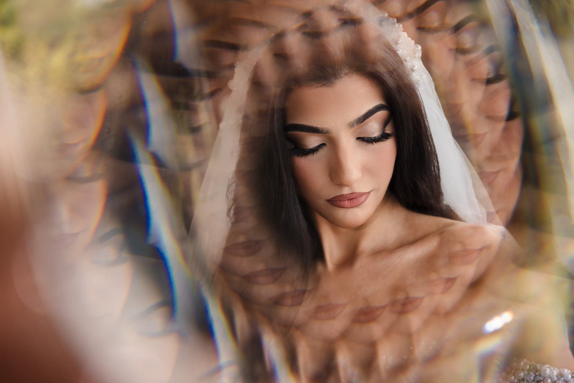 Julian in her pearl wedding gown before the ceremony