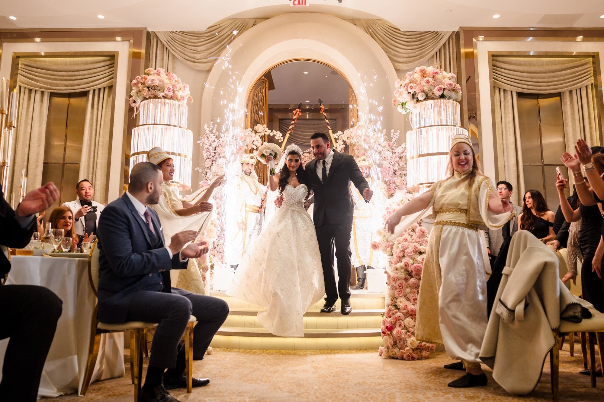 Wide view of the blush floral ballroom at Republic Sherman Oaks