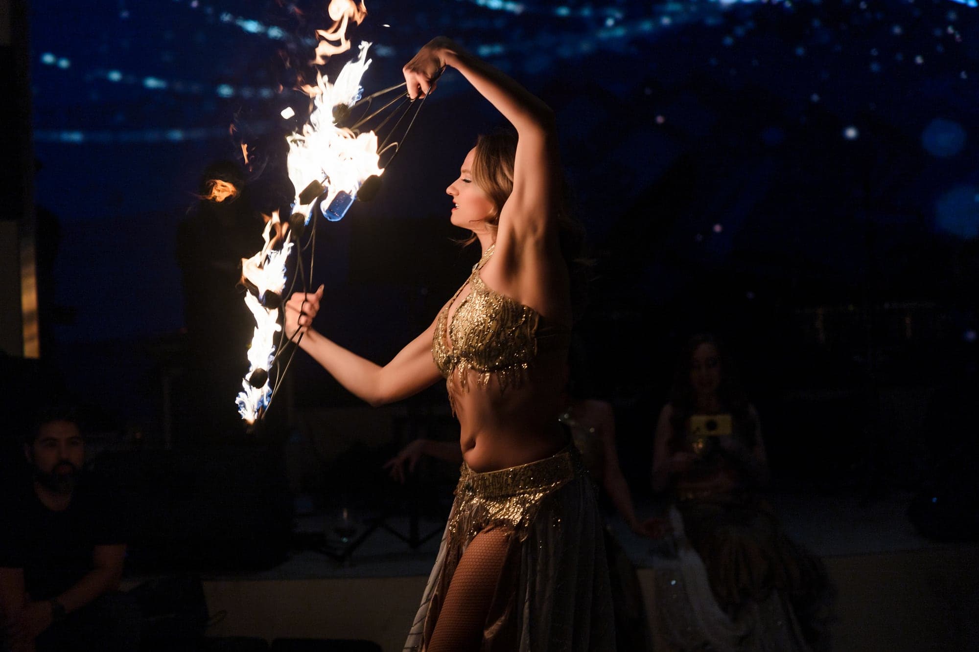 Julian and Sylva celebrating during a high-energy reception performance