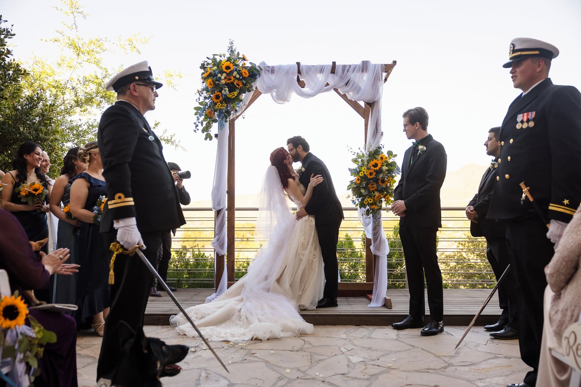 Maria and John during their outdoor wedding ceremony