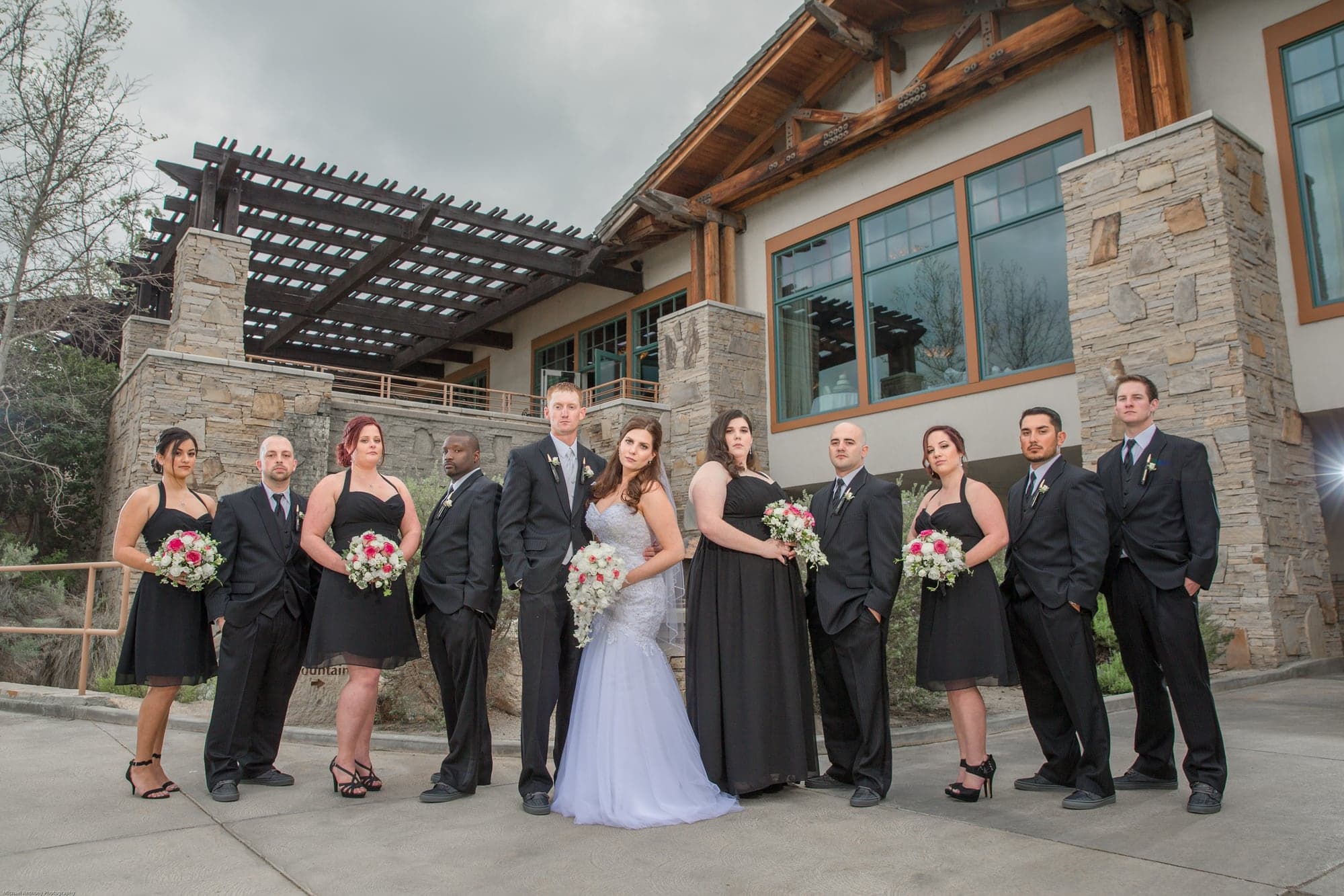 Gootman wedding party outside Sand Canyon Ranch