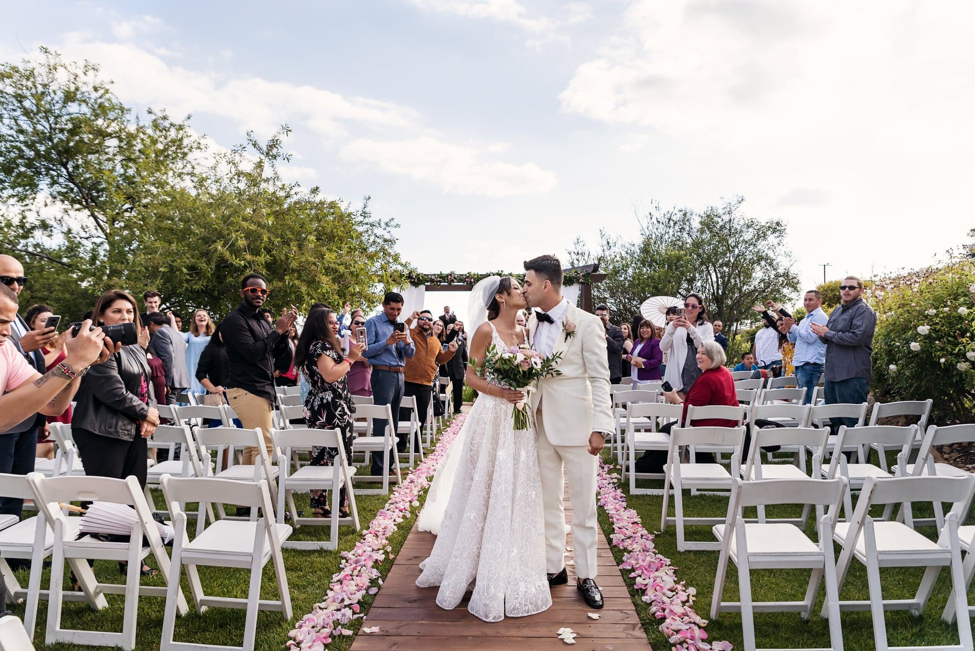 Dominique and Marc at their outdoor garden wedding ceremony