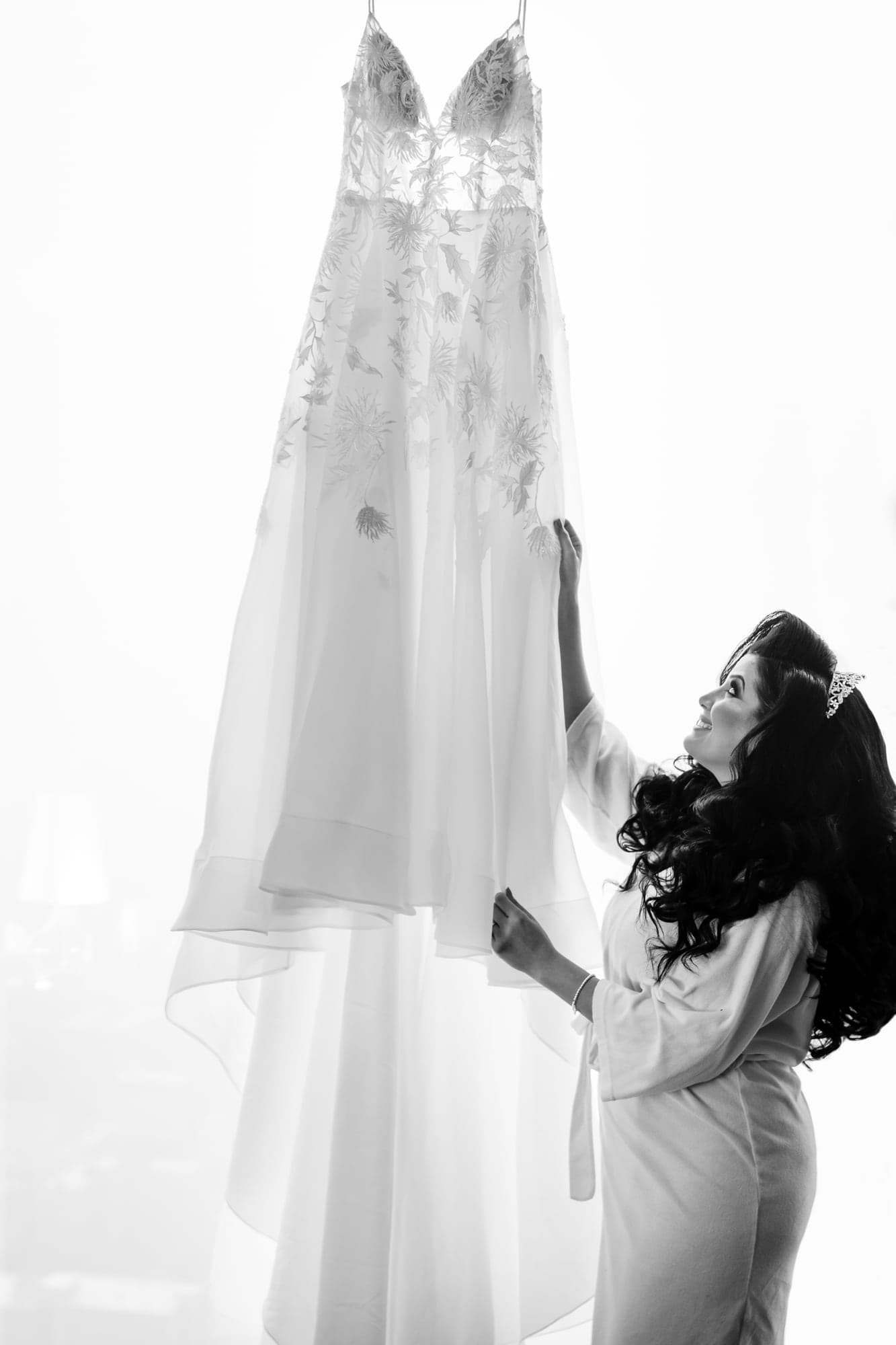 Christina framed by her wedding veil