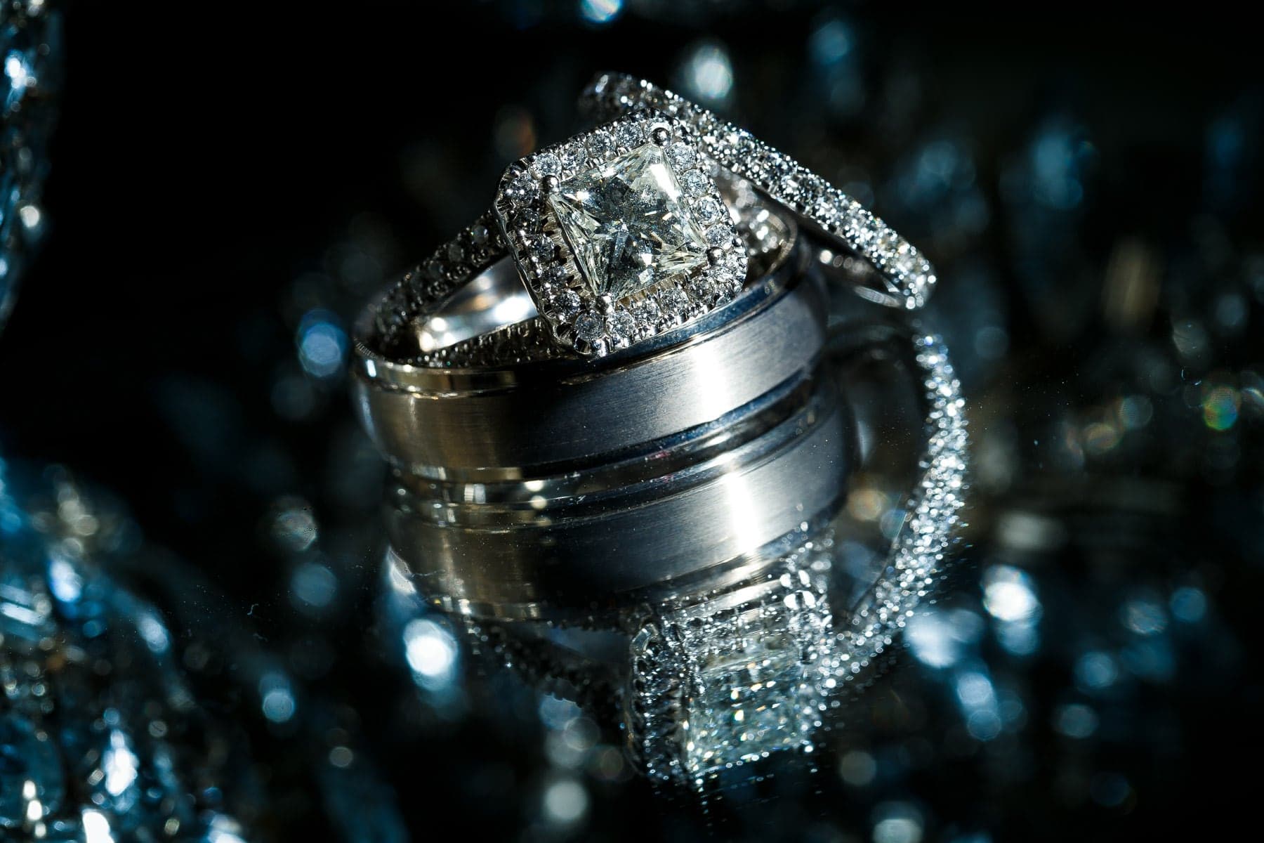 Nikki and Matt's wedding rings before the ceremony