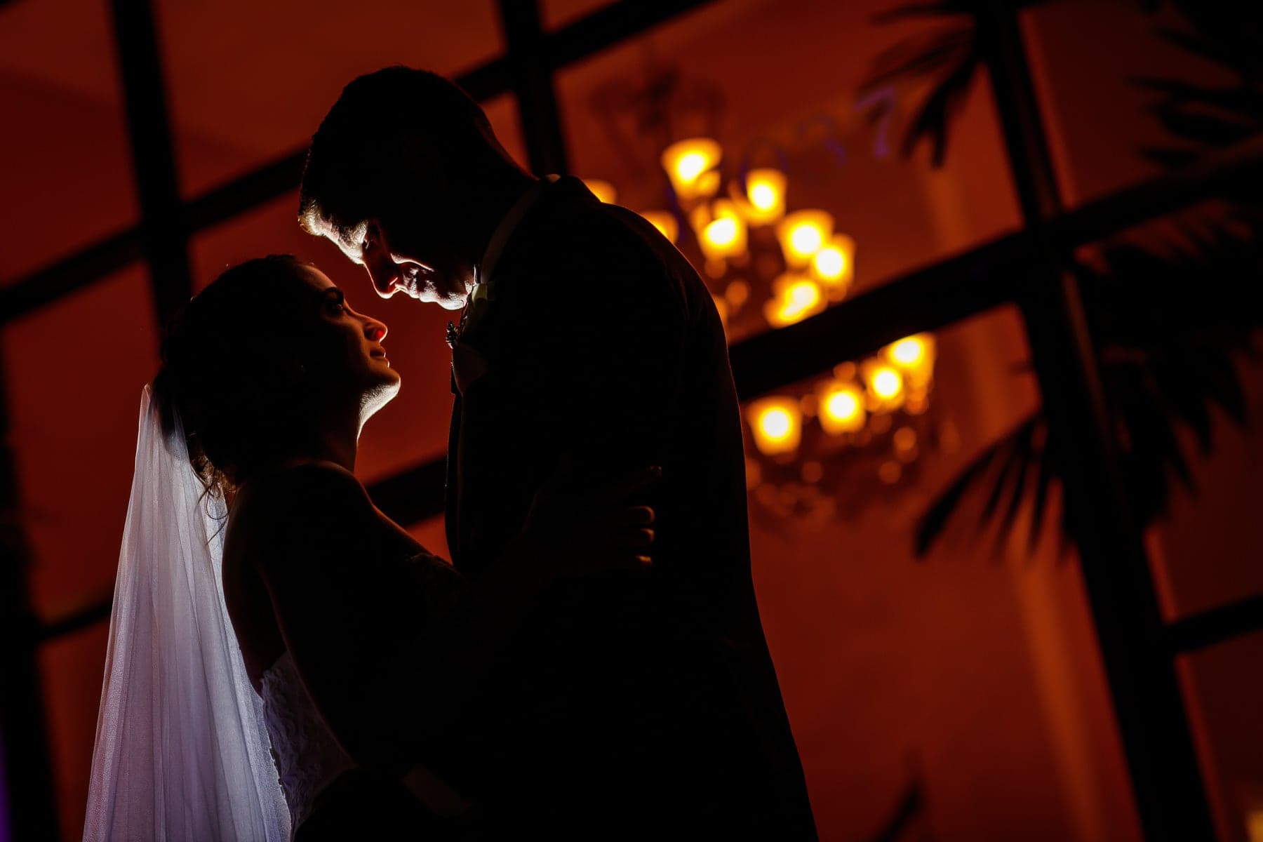 Night portrait of Nikki and Matt after the wedding