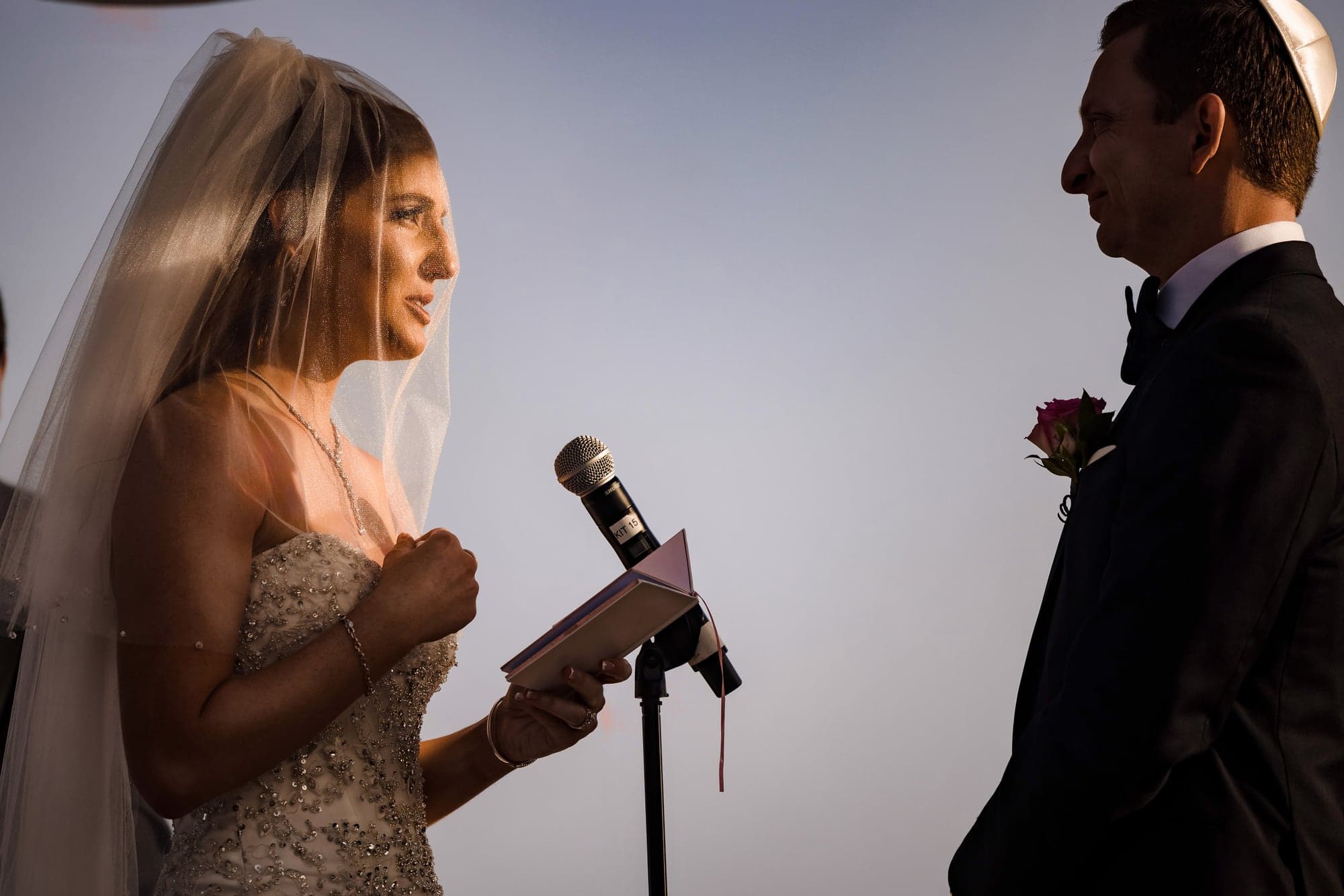 Sarah and Daniel exchanging Jewish wedding vows beneath the chuppah at Terranea Resort