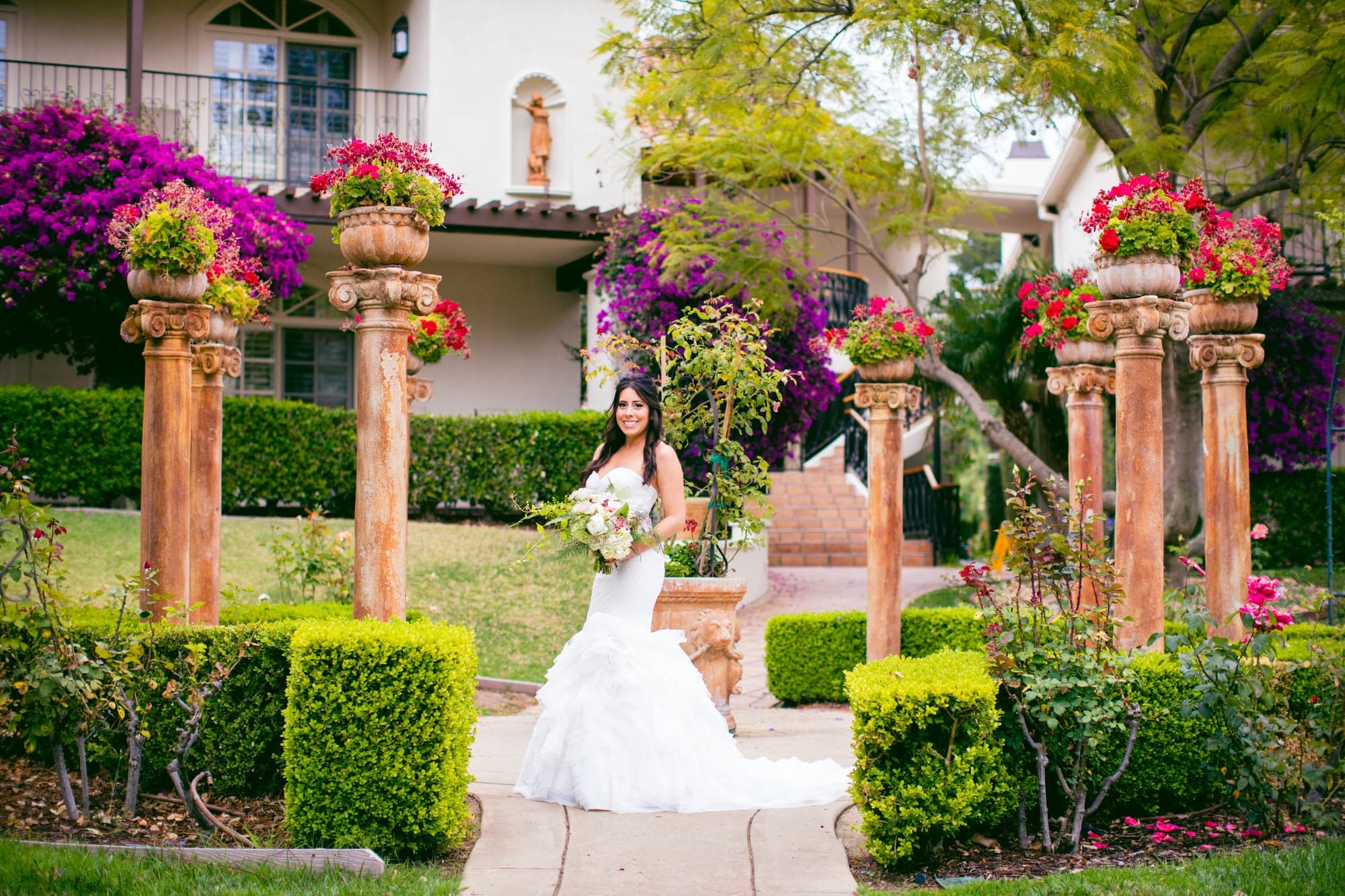 Brittany walking through the colorful gardens