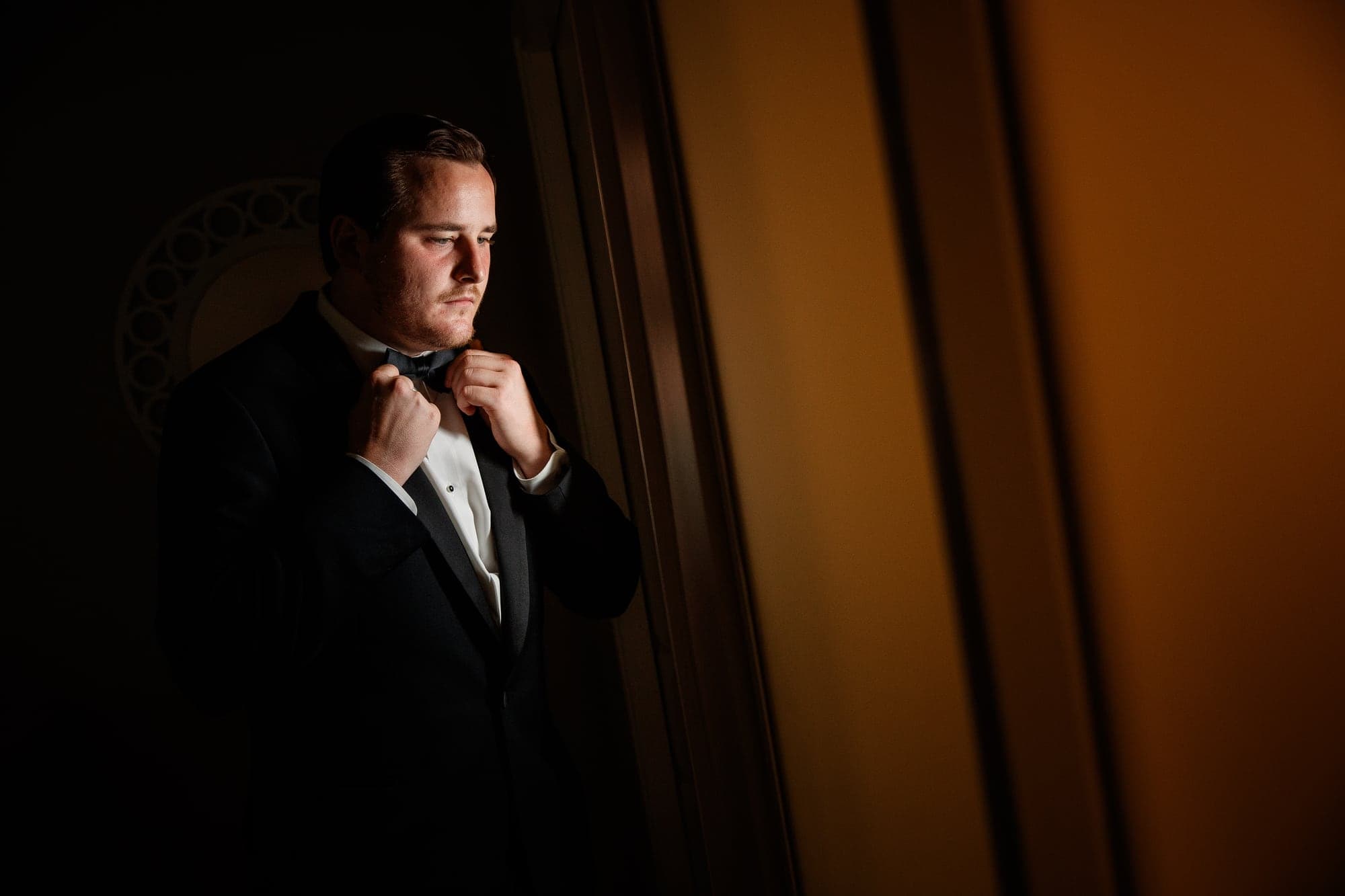 Andrew preparing before the ceremony