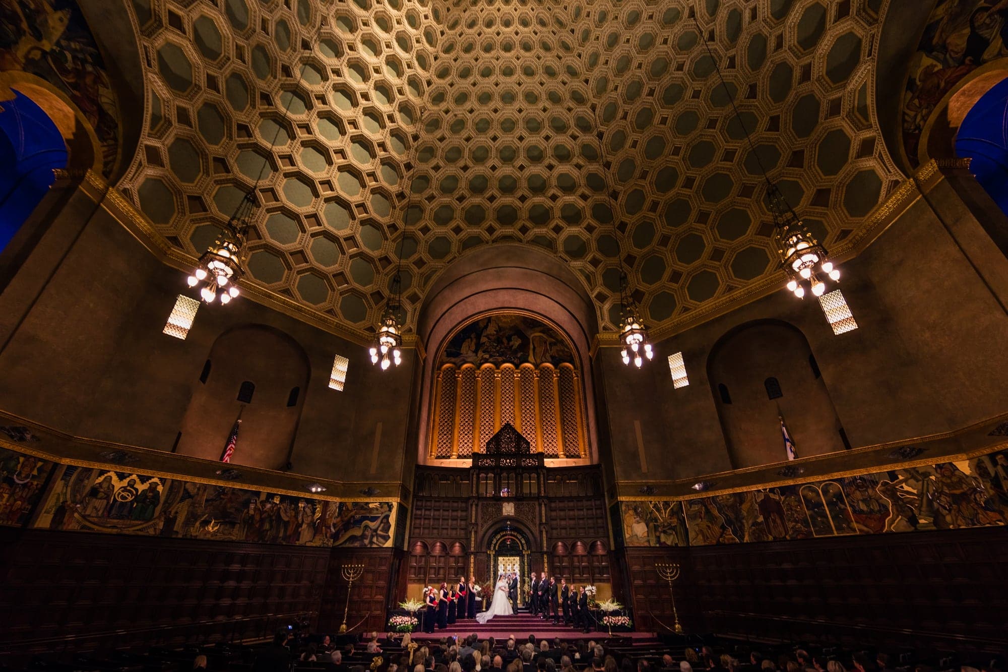 The grand sanctuary inside Wilshire Boulevard Temple