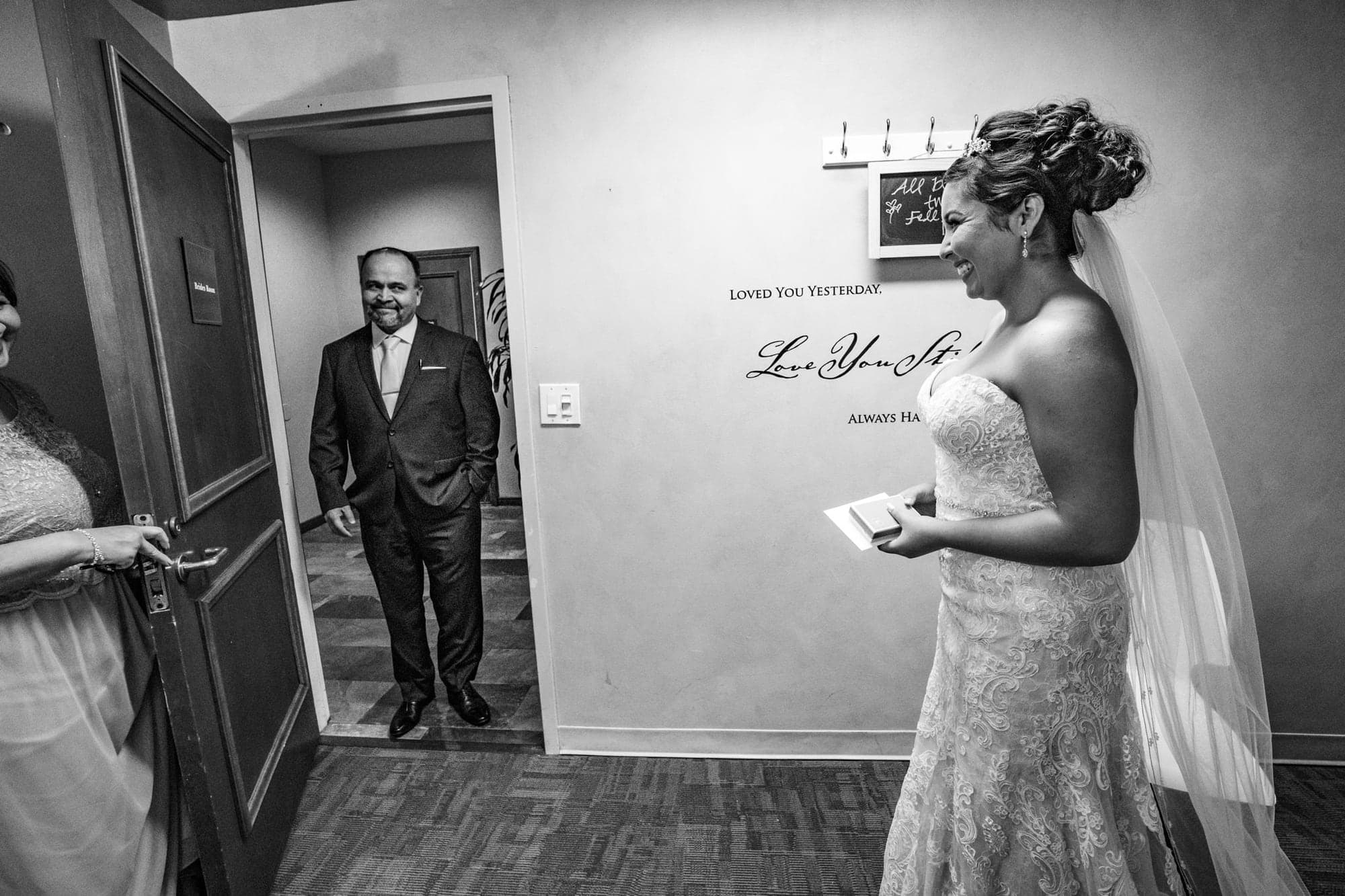 Bea and her partner celebrating during the reception