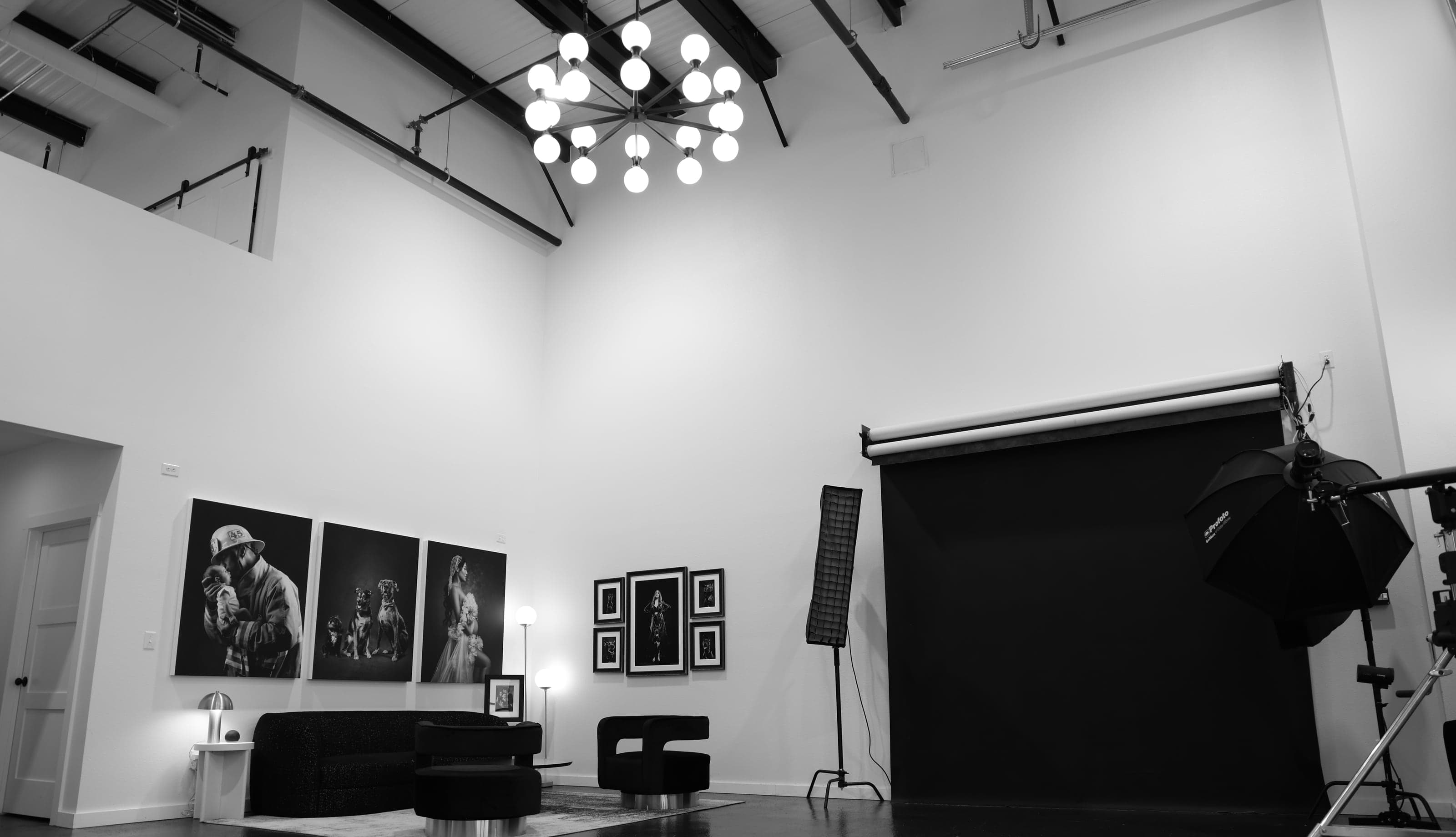 The shooting bay, backdrops and professional lighting in the McKinney studio