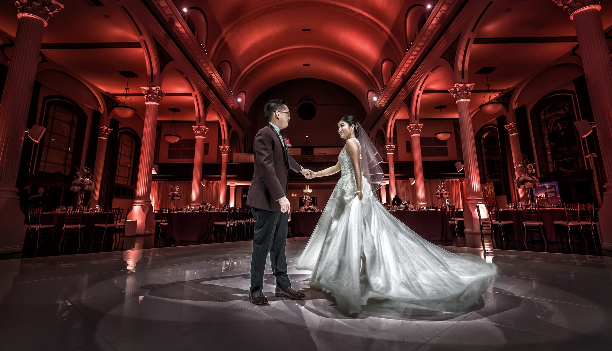 Award-winning wedding photograph inside Vibiana, Downtown Los Angeles